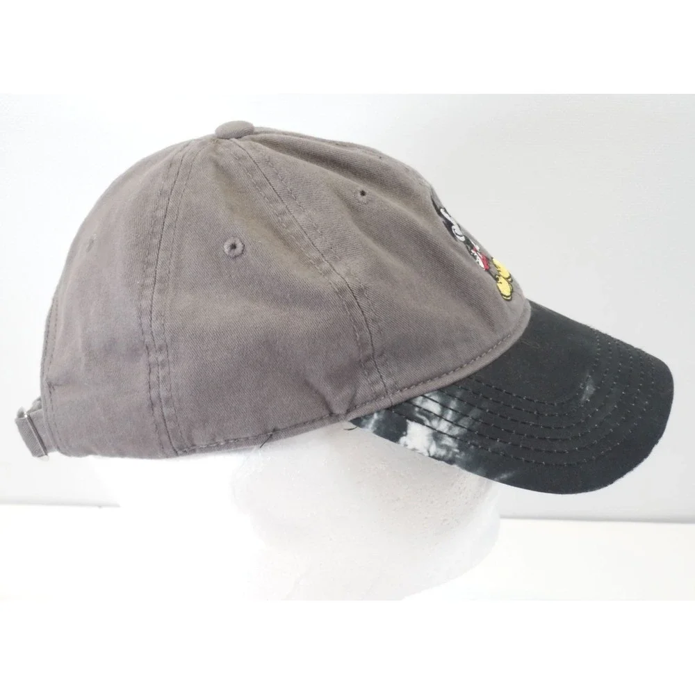 Disney Mickey Mouse Gray Adjustable Hat with Black White Tie Dye Brim